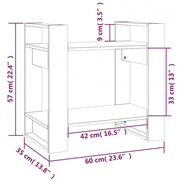 Bibliothèque/Cloison Marron miel 60x35x57 cm Bois massif