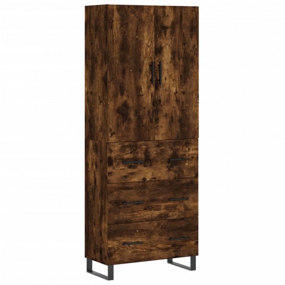 Buffet haut Chêne fumé 69,5x34x180 cm Bois d'ingénierie