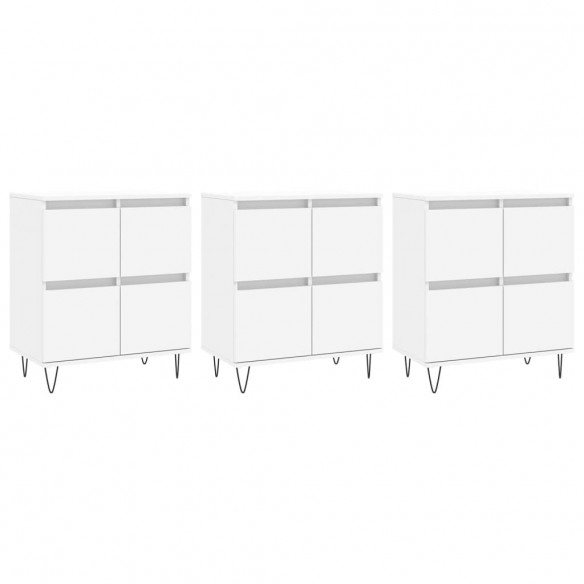 Buffets 3 pcs Blanc Bois d'ingénierie