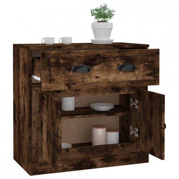 Buffet chêne fumé 70x35,5x67,5 cm bois d'ingénierie