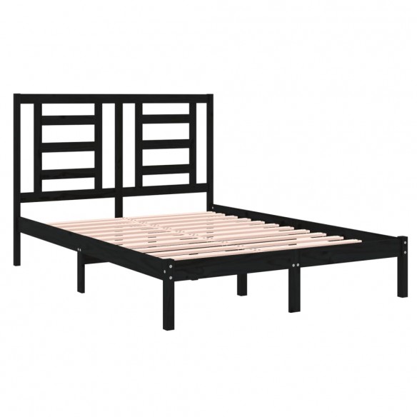 Cadre de lit Noir Bois massif 120x190 cm Petit Double