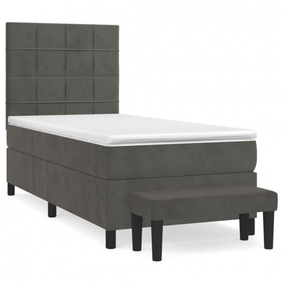 Cadre de lit et matelas Gris foncé 80x200 cm Velours