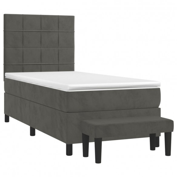 Cadre de lit et matelas Gris foncé 80x200 cm Velours