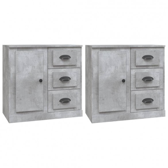 Buffets 2 pcs gris béton bois d'ingénierie