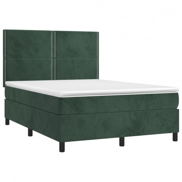 Cadre de lit matelas et LED Vert foncé 140x200 cm