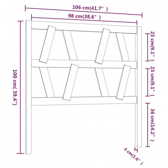 Tête de lit 106x4x100 cm Bois massif de pin