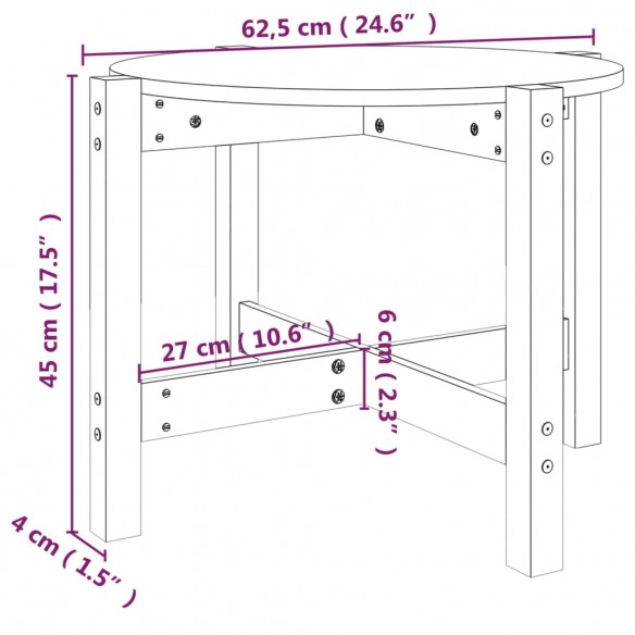 Table basse Ø 62,5x45 cm Bois massif de pin