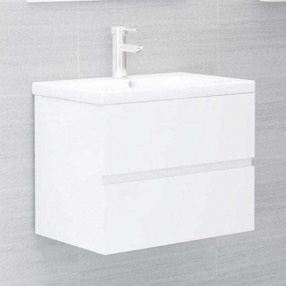 Ensemble de meubles de salle de bain Blanc brillant Aggloméré