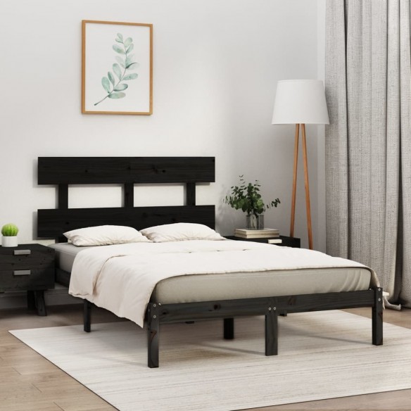 Cadre de lit Noir Bois massif 180x200 cm Super King