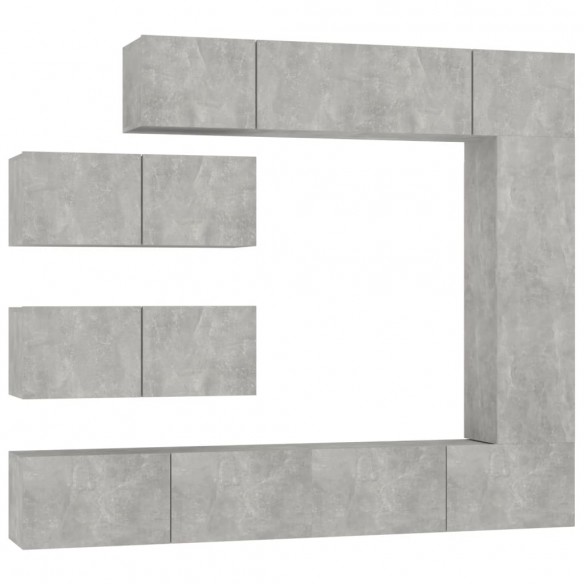 Ensemble de meubles TV 7 pcs Gris béton Bois d'ingénierie