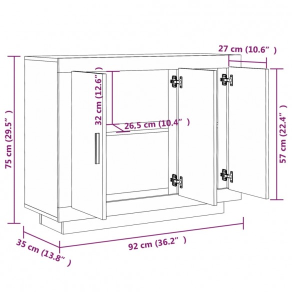 Buffet Gris béton 92x35x75 cm Bois d'ingénierie