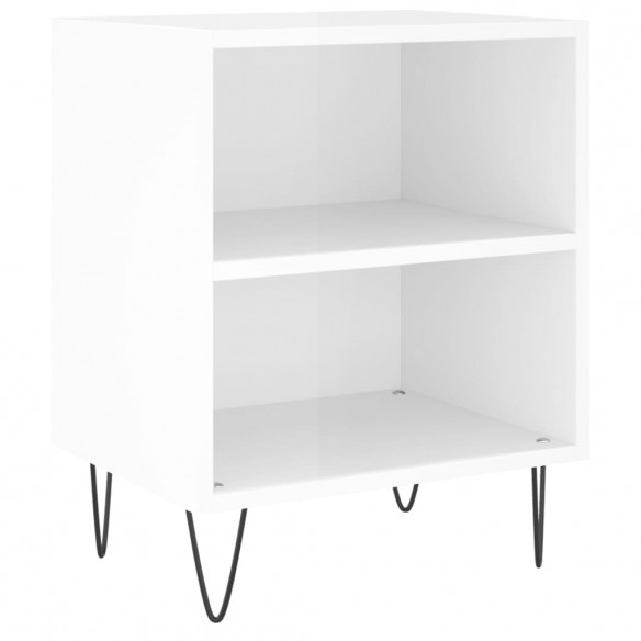 Tables de chevet 2pcs blanc brillant 40x30x50cm bois ingénierie