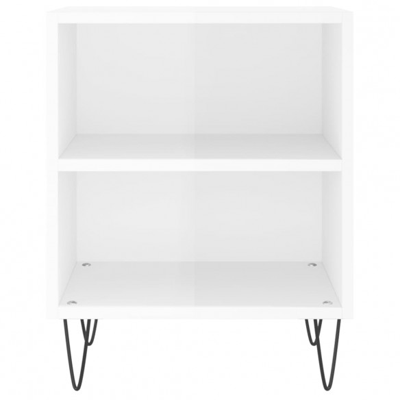 Tables de chevet 2pcs blanc brillant 40x30x50cm bois ingénierie