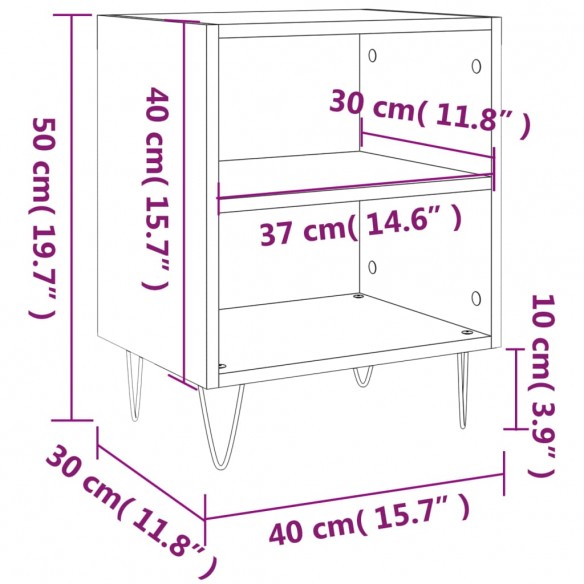 Tables de chevet 2pcs blanc brillant 40x30x50cm bois ingénierie