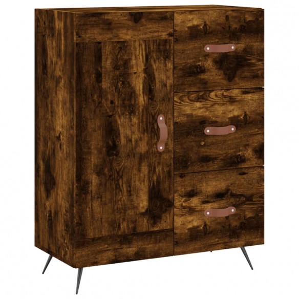 Buffet haut Chêne fumé 69,5x34x180 cm Bois d'ingénierie