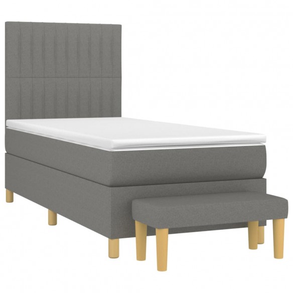 Cadre de lit avec matelas Gris foncé 80x200 cm Tissu