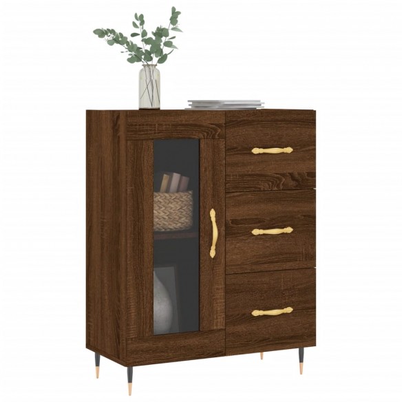 Buffet chêne marron 69,5x34x90 cm bois d'ingénierie