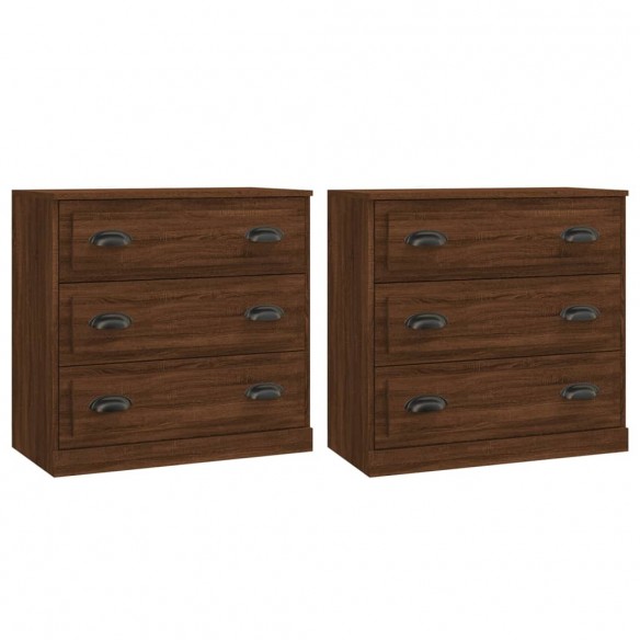 Buffets 2 pcs chêne marron bois d'ingénierie