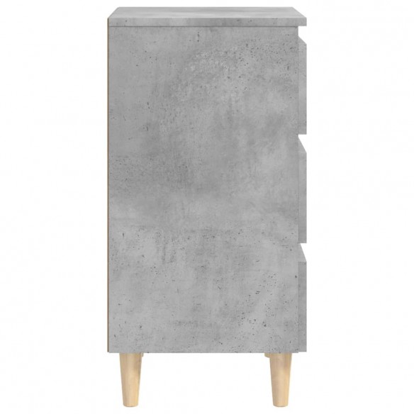 Tables de chevet avec pieds en bois 2 pcs Gris béton 40x35x69cm