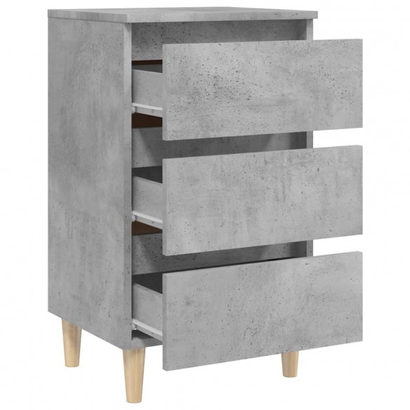 Tables de chevet avec pieds en bois 2 pcs Gris béton 40x35x69cm