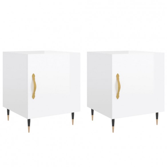 Tables de chevet 2 pcs blanc brillant 40x40x50 cm