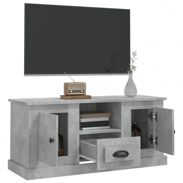 Meuble TV gris béton 100x35,5x45 cm bois d'ingénierie