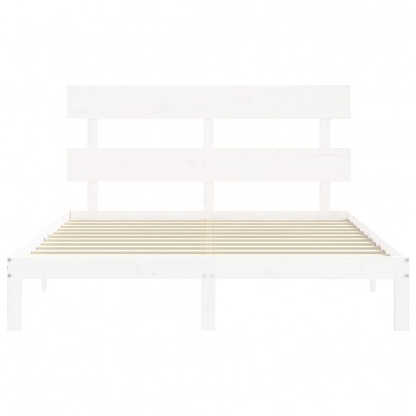 Cadre de lit avec tête de lit blanc King Size bois massif