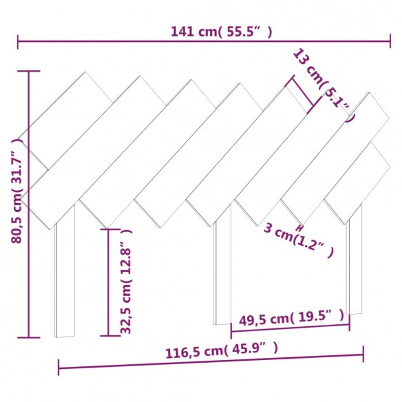 Tête de lit 141x3x80,5 cm Bois massif de pin