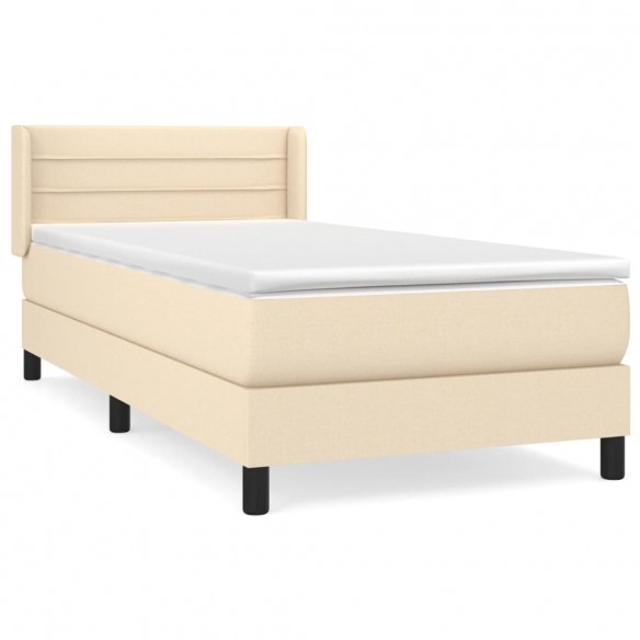 Cadre de lit avec matelas Crème 90x200 cm Tissu