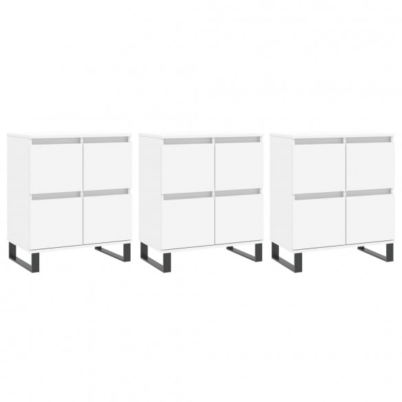 Buffets 3 pcs Blanc Bois d'ingénierie