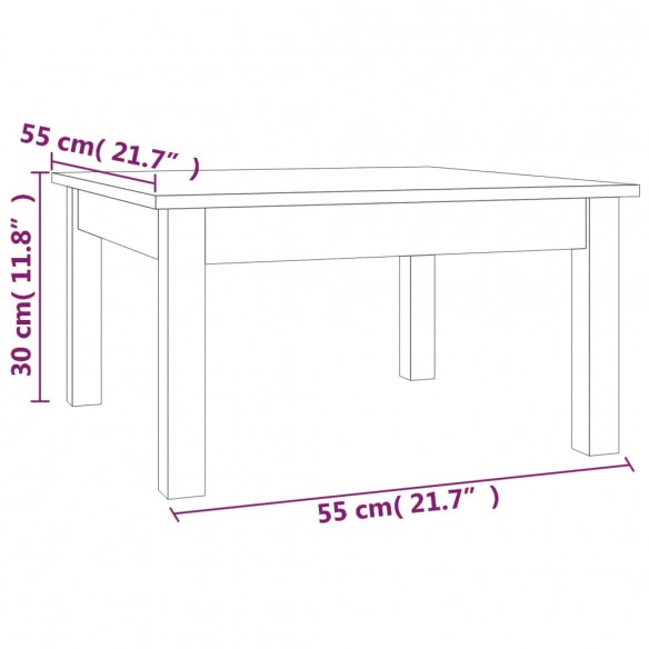 Table basse Marron miel 55x55x30 cm Bois massif de pin