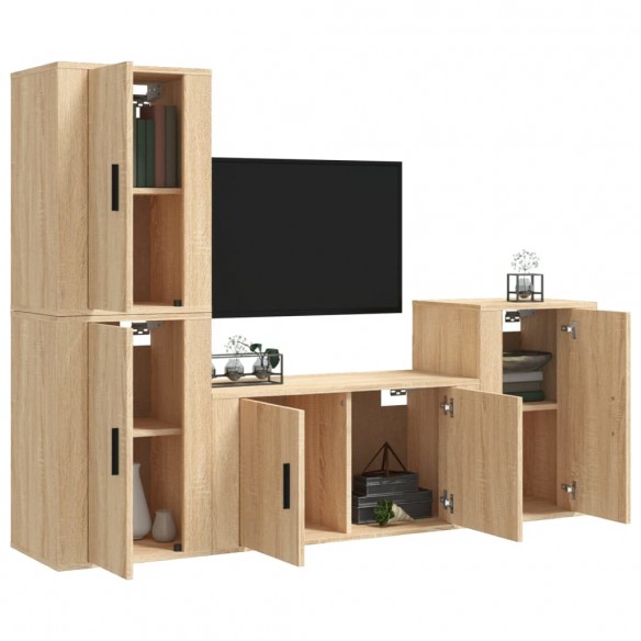 Ensemble de meubles TV 4 pcs Chêne sonoma Bois d'ingénierie