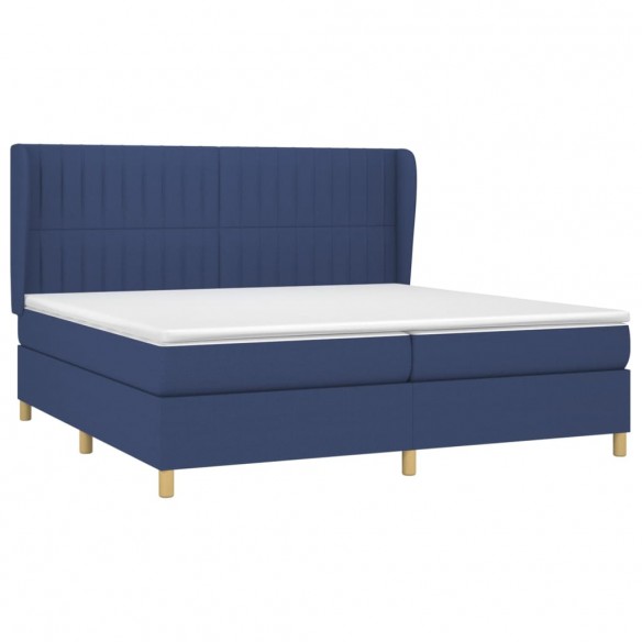 Cadre de lit avec matelas Bleu 200x200 cm Tissu