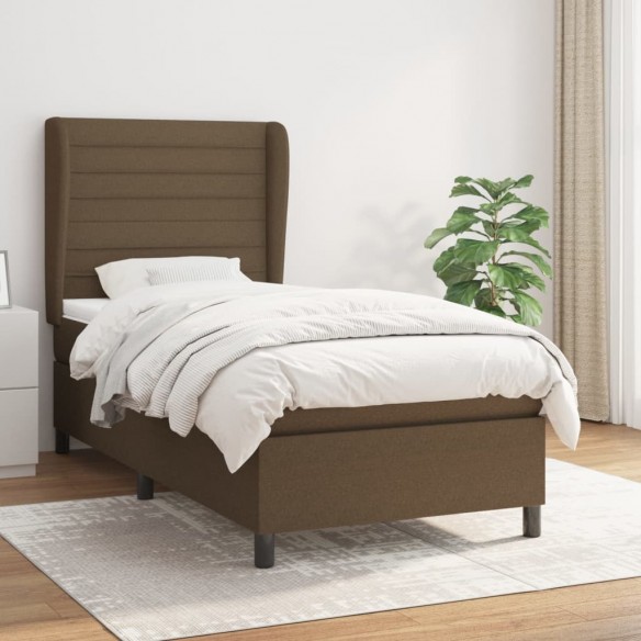 Cadre de lit avec matelas Marron foncé 100x200 cm