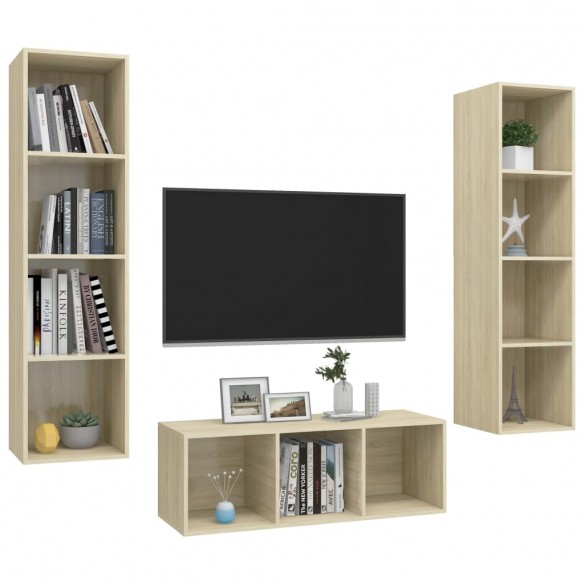 Ensemble de meuble TV 3 pcs Chêne sonoma Aggloméré