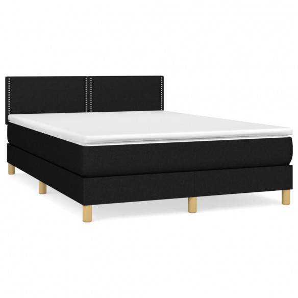 Cadre de lit avec matelas Noir 140x200 cm Tissu