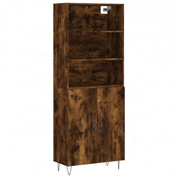 Buffet haut Chêne fumé 69,5x34x180 cm Bois d'ingénierie