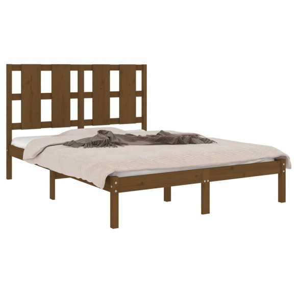 Cadre de lit Marron miel Bois massif 120x190 cm Petit Double