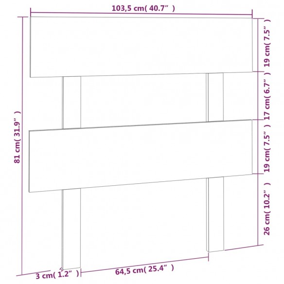 Tête de lit Blanc 103,5x3x81 cm Bois massif de pin