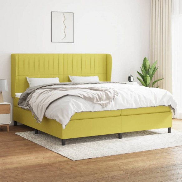 Cadre de lit avec matelas Vert 200x200 cm Tissu