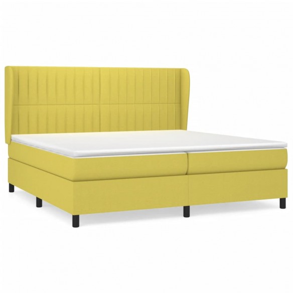 Cadre de lit avec matelas Vert 200x200 cm Tissu