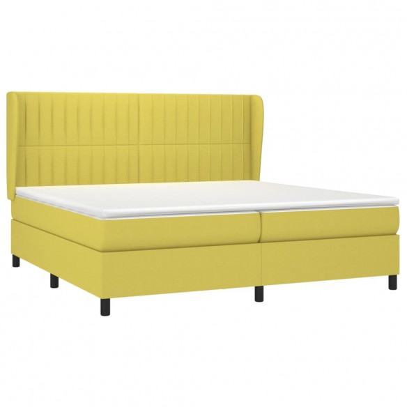 Cadre de lit avec matelas Vert 200x200 cm Tissu