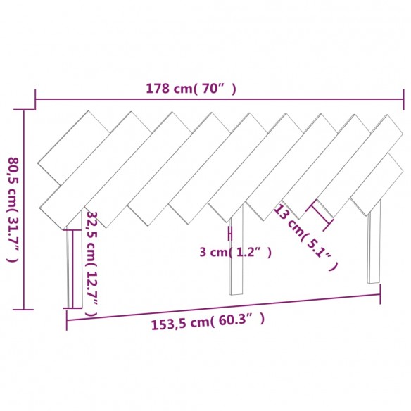 Tête de lit Blanc 178x3x80,5 cm Bois massif de pin