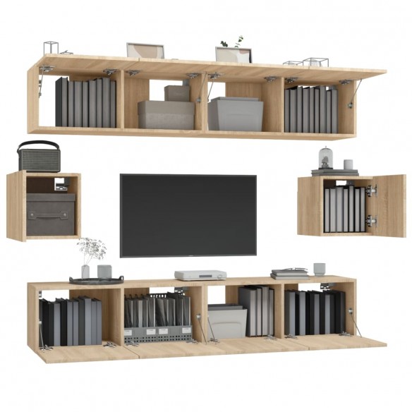 Ensemble de meubles TV 6 pcs Chêne sonoma Bois d'ingénierie