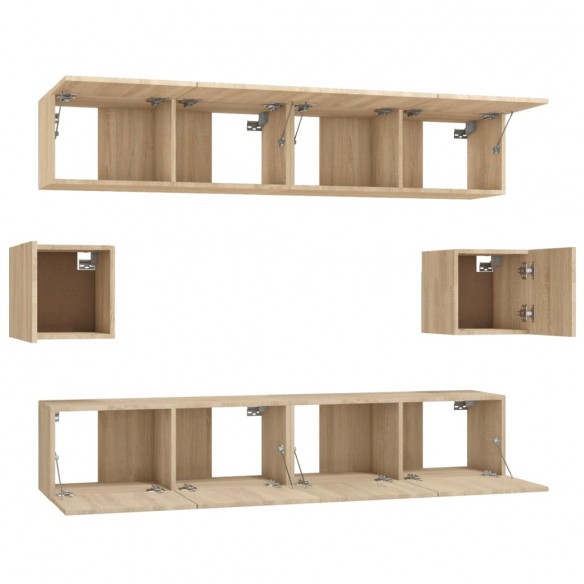 Ensemble de meubles TV 6 pcs Chêne sonoma Bois d'ingénierie