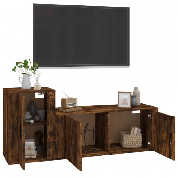 Ensemble de meubles TV 2 pcs Chêne fumé Bois d'ingénierie