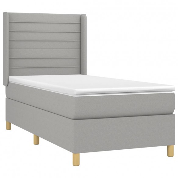 Cadre de lit matelas LED Gris clair 80x200cm Tissu