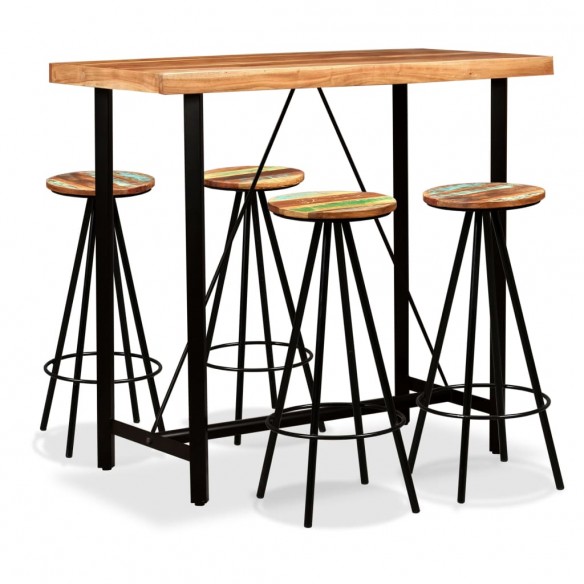 Ensemble de bar 5 pcs Bois d'acacia massif et de récupération