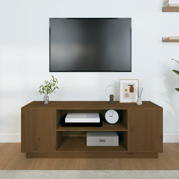 Meuble TV Marron miel 110x35x40,5 cm Bois de pin massif