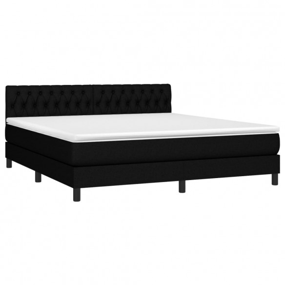 Cadre de lit avec matelas LED Noir 180x200 cm Tissu